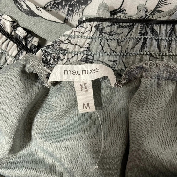 Maurices NWOT Light Green & White Floral Print Belted Midi Dress Medium Women’s - Picture 11 of 13